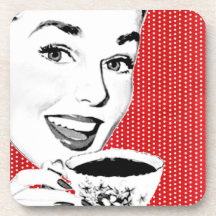 Fünfzigerjahre Frau mit einem Teacup Drink Untersetzer