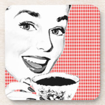 Fünfzigerjahre Frau mit einem Teacup V2 Getränk Untersetzer