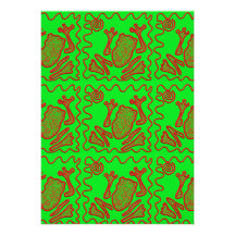 Funky Frog Lime Green Red Toad Kids Doodle Art Custom Announcements