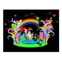 Funky Huhn-Party Postkarte