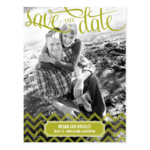 Funky Paar-Save the Date Postkarte - Grün