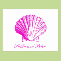 Fuscia Muschel-Strand-Hochzeit UAWG Postkarte postkarten
