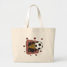 Fußball, der durch Ziegelsteine bricht Leinentasche
