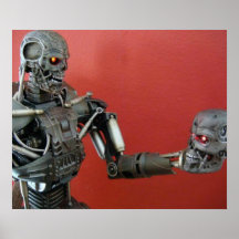 Futuristische Maschine, die Scull hält Plakate