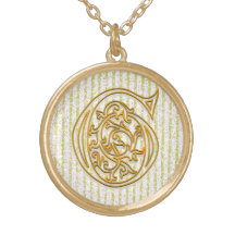 G-Anfangsmonogramm-"Goldpin-Streifen-" Halskette