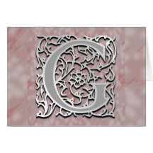 G Monogram "Silver Stone" Note Card Greeting Card