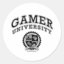 Gamer-Universität (Schwarzes u. Weiß) Runde Sticker