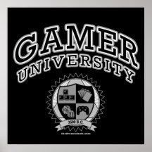 Gamer-Universität (Schwarzes u. Weiß) Posterdruck