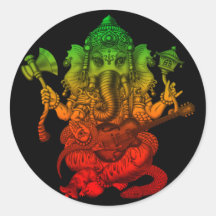 Ganesha Guitar 丸形シールステッカー