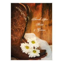 Gänseblümchen und Stiefel-Land-Hochzeit danken Ihn Einladungen