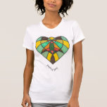 GDaisy Damen zerstörten T-Shirt grünes Herz-Logo