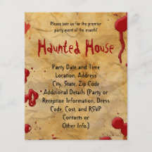 Gealterte Pergament-Blut-Spritzer-Spuk Haus-Flyer
