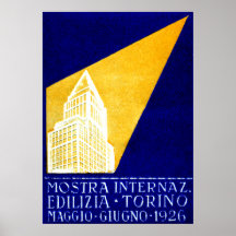 Gebäude-Ausstellungs-Plakat 1926 Turins Italien