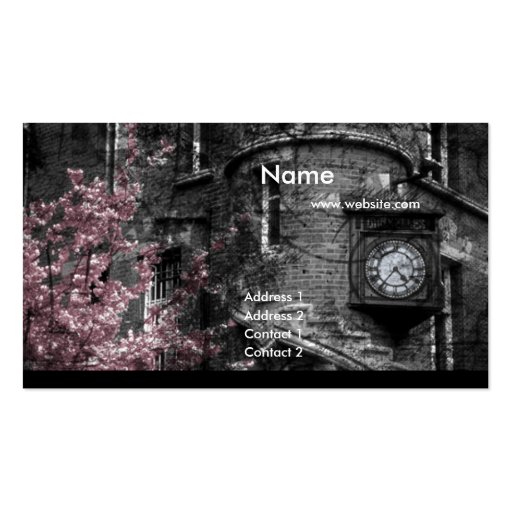 Gebäude mit rosa Büschen/Grunge-Geschäfts-Karten Visitenkarte