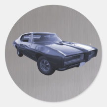 Gebürsteter Stahl 1968 Blau-Pontiacs GTO Sticker