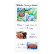 Geburts-Mitteilungs-Baby Nicholas geboren Personalisierte Photo Karte