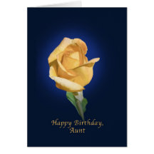 Geburtstag, Tante, gelbe Rosen-Knospe Grußkarten