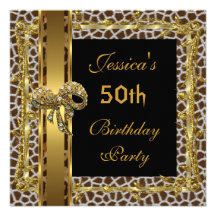 Geburtstag tierische wilde elegante 3 des Goldschw Einladungskarte