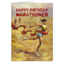 Geburtstags-Karte für Marathoner - rotes Band