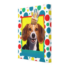 Geburtstags-kleiner Kuchen - Beagle Gespannte Galerie Drucke