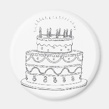 Geburtstags-Kuchen Magnete