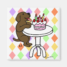 Geburtstags-Kuchen-Schokoladen-Labrador-Cartoon Kühlschrankmagnete