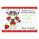 Geburtstags-Party Fräulein-Ladybug Cute Fairy Girl Personalisierte Ankündigungskarten