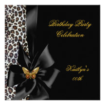 Geburtstags-Party-Goldcheetah-Schwarz-Schmetterlin Ankündigung