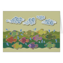 Gehen Fisch-Grün Grußkarten
