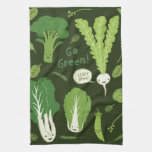 Gehen Grün! (Belaubtes Grün!) glückliche Veggies Handtücher