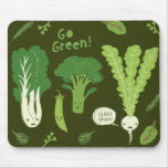 Gehen Grün! (Belaubtes Grün!) glücklicher Veggie-G Mauspad