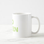 Gehen Grün, Text mit neuen Grün-Blätterbuchstaben Tee Tassen