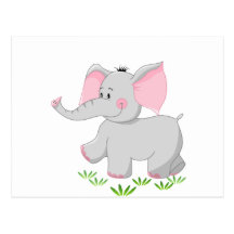 Gehender Elefant für Kinder Postkarte