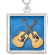 GEKREUZTES GUITARS-NECKLACE- AUF BLAU PERSONALISIERTER SCHMUCK