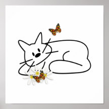 Gekritzel-Katze Poster