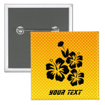 Gelb-orangee tropische Blumen Buttons