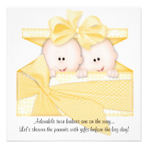 Gelb PAART Babyparty-Einladungs-Mitteilung
