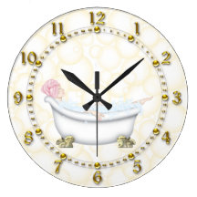 Gelbe Badezimmer-Blasen Wanduhr