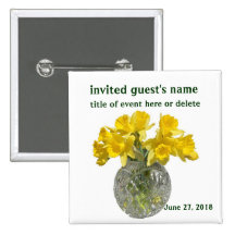 Gelbe Blumen-Namensumbau Anstecknadelbutton