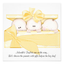 Gelbe Dreiergruppe-Babyparty-Einladungs-Mitteilung