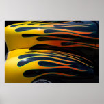 Gelbe klassische Auto-Flammen Plakatdruck