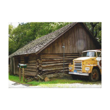 Gelbe LKW-u. Calistoga Holz-Kabine Gespannter Galeriedruck