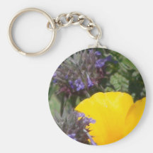 Gelbe Mohnblumen-Blumen-Fotografie-Schlüsselkette Schlüsselbänder