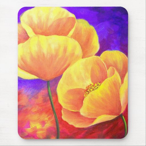 Gelbe Mohnblumen-Blumen-Malerei-Kunst Mousepads