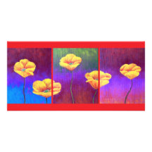 Gelbe Mohnblumen-Blumen-Malerei - multi Fotogrußkarten
