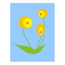 Gelbe ovale Blumen Postkarten