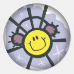 Gelbe smileyschneeflocke mit Ohrmuffen Stickers