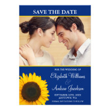 Gelbe Sonnenblume-blaues Foto Save the Date Individuelle Ankündigung