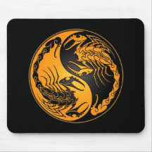 Gelbe und schwarze Yin Yang Skorpione Mousepad