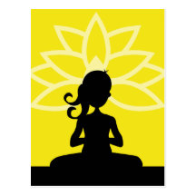 Gelbe Yoga-Silhouette-Postkarte